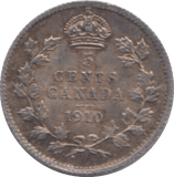 1910 SILVER CANADA 5 CENT - SILVER WORLD COINS - Cambridgeshire Coins