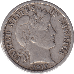 1910 SILVER ONE DIME - SILVER WORLD COINS - Cambridgeshire Coins