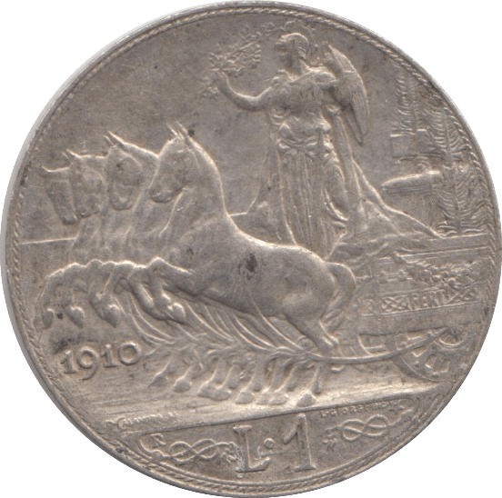 1910 SILVER ONE LIRA ITALY - SILVER WORLD COINS - Cambridgeshire Coins
