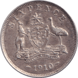 1910 SILVER SIXPENCE AUSTRALIA 2 - SILVER WORLD COINS - Cambridgeshire Coins