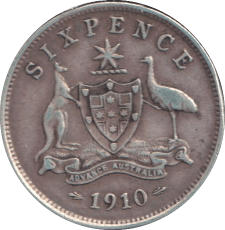 1910 SILVER SIXPENCE AUSTRALIA - SILVER WORLD COINS - Cambridgeshire Coins