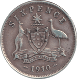 1910 SILVER SIXPENCE AUSTRALIA - SILVER WORLD COINS - Cambridgeshire Coins