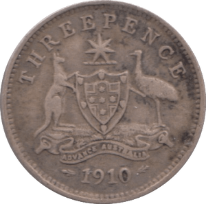 1910 SILVER THREEPENCE AUSTRALIA - SILVER WORLD COINS - Cambridgeshire Coins