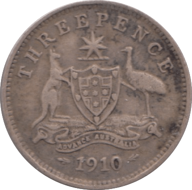 1910 SILVER THREEPENCE AUSTRALIA - SILVER WORLD COINS - Cambridgeshire Coins