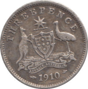 1910 SILVER THREEPENCE AUSTRALIA - SILVER WORLD COINS - Cambridgeshire Coins