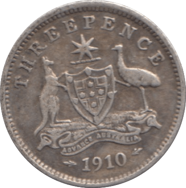 1910 SILVER THREEPENCE AUSTRALIA - SILVER WORLD COINS - Cambridgeshire Coins