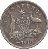 1910 SILVER THREEPENCE AUSTRALIA - SILVER WORLD COINS - Cambridgeshire Coins