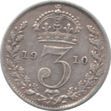 1910 SILVER THREEPENCE ( VF ) - Threepence - Cambridgeshire Coins