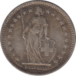 1910 SILVER TWO FRANCS SWITZERLAND ( B ) - SILVER WORLD COINS - Cambridgeshire Coins