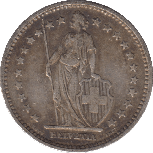 1910 SILVER TWO FRANCS SWITZERLAND ( B ) - SILVER WORLD COINS - Cambridgeshire Coins