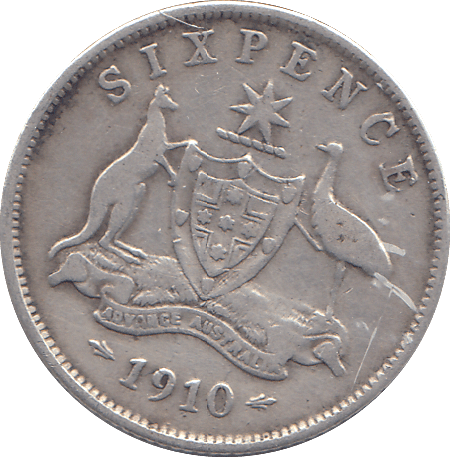 1910 SIX PENCE AUSTRALIA - WORLD COINS - Cambridgeshire Coins