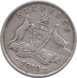 1910 SIX PENCE AUSTRALIA - WORLD COINS - Cambridgeshire Coins
