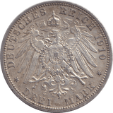 1910 THREE MARK BERLIN - SILVER WORLD COINS - Cambridgeshire Coins