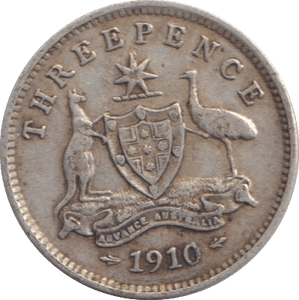 1910 THREEPENCE AUSTRALIA - SILVER WORLD COINS - Cambridgeshire Coins