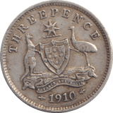 1910 THREEPENCE AUSTRALIA - SILVER WORLD COINS - Cambridgeshire Coins