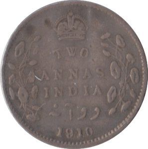 1910 TWO ANNAS INDIA - SILVER WORLD COINS - Cambridgeshire Coins