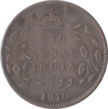 1910 TWO ANNAS INDIA - SILVER WORLD COINS - Cambridgeshire Coins