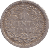 1911 10 CENTS NETHERLANDS - SILVER WORLD COINS - Cambridgeshire Coins