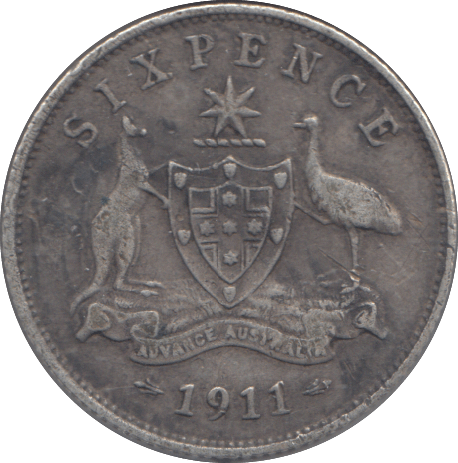 1911 AUSTRALIA SIXPENCE ( FINE ) - SILVER WORLD COINS - Cambridgeshire Coins
