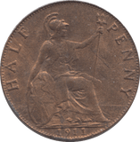 1911 HALF PENNY ( EF ) - HALFPENNY - Cambridgeshire Coins