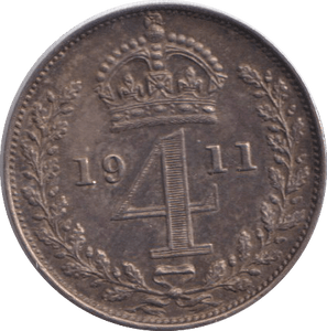 1911 MAUNDY FOURPENCE ( UNC ) - MAUNDY FOURPENCE - Cambridgeshire Coins