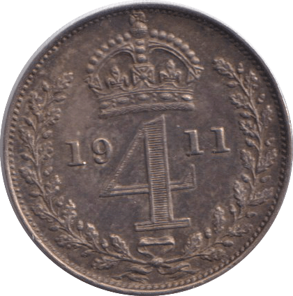 1911 MAUNDY FOURPENCE ( UNC ) - MAUNDY FOURPENCE - Cambridgeshire Coins