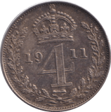1911 MAUNDY FOURPENCE ( UNC ) - MAUNDY FOURPENCE - Cambridgeshire Coins