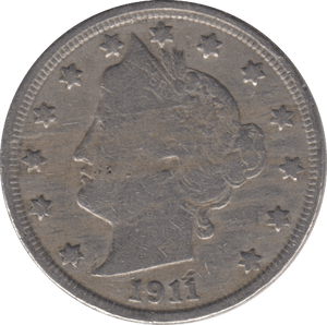 1911 NICKEL FIVE CENTS USA - WORLD COINS - Cambridgeshire Coins