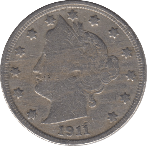 1911 NICKEL FIVE CENTS USA - WORLD COINS - Cambridgeshire Coins