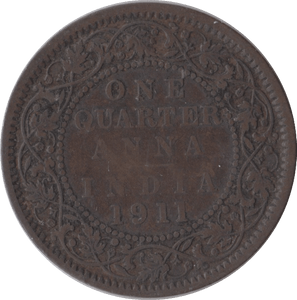 1911 QUARTER ANNA BRITISH INDIA - WORLD COINS - Cambridgeshire Coins