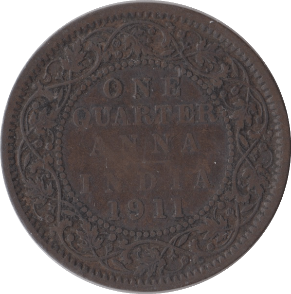 1911 QUARTER ANNA BRITISH INDIA - WORLD COINS - Cambridgeshire Coins