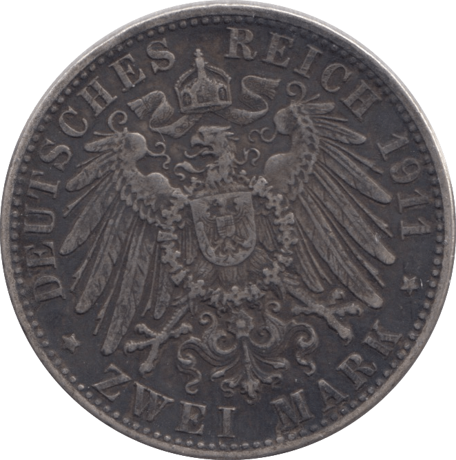 1911 SILVER 2 MARK GERMANY - SILVER WORLD COINS - Cambridgeshire Coins