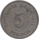 1911 SILVER GERMANY 5 PFENNIG - SILVER WORLD COINS - Cambridgeshire Coins