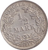 1911 SILVER HALF MARK GERMANY - SILVER WORLD COINS - Cambridgeshire Coins