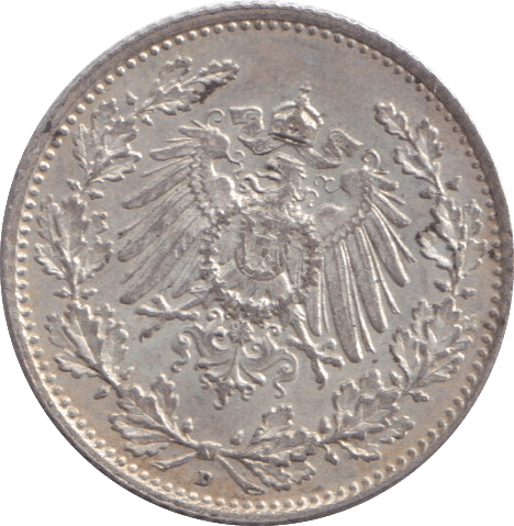 1911 SILVER HALF MARK GERMANY - SILVER WORLD COINS - Cambridgeshire Coins