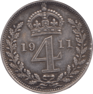 1911 SILVER MAUNDY FOURPENCE ( GVF ) - MAUNDY FOURPENCE - Cambridgeshire Coins