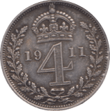 1911 SILVER MAUNDY FOURPENCE ( GVF ) - MAUNDY FOURPENCE - Cambridgeshire Coins