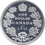 1911 SILVER PROOF ONE DOLLAR COIN CANADA - SILVER WORLD COINS - Cambridgeshire Coins