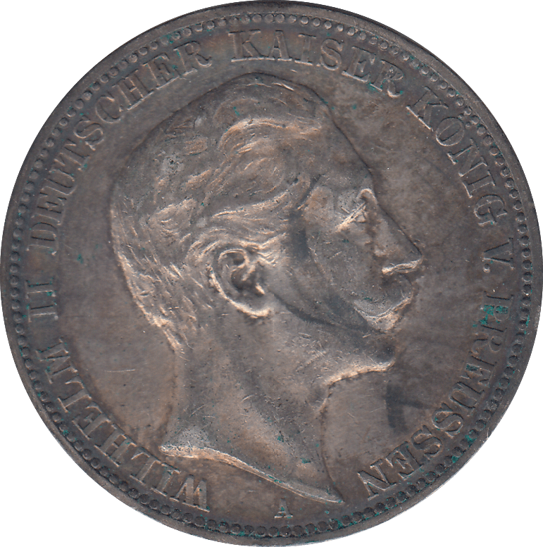 1911 SILVER PRUSSIA 3 MARK - SILVER WORLD COINS - Cambridgeshire Coins