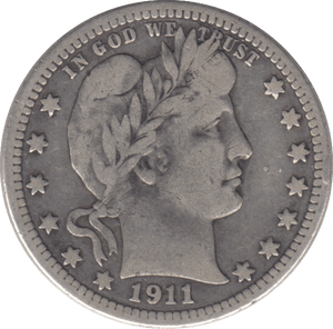 1911 SILVER QUARTER DOLLAR USA - SILVER WORLD COINS - Cambridgeshire Coins