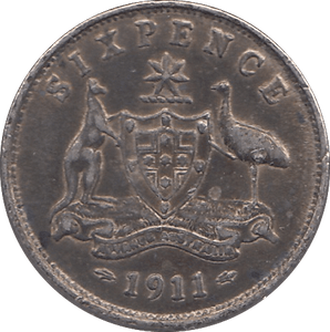 1911 SILVER SIXPENCE AUSTRALIA - SILVER WORLD COINS - Cambridgeshire Coins