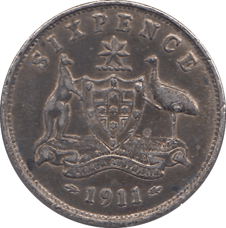 1911 SILVER SIXPENCE AUSTRALIA - SILVER WORLD COINS - Cambridgeshire Coins