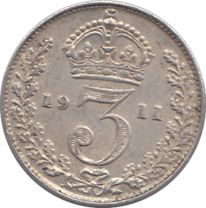 1911 SILVER THREEPENCE ( AUNC ) - THREEPENCE - Cambridgeshire Coins