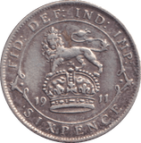 1911 SIXPENCE ( NF ) - SIXPENCE - Cambridgeshire Coins