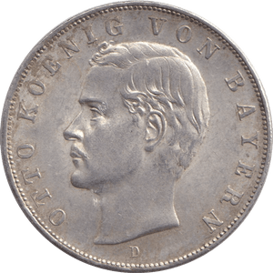 1911 THREE MARK BAVARIA MUNICH - SILVER WORLD COINS - Cambridgeshire Coins