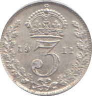 1911 THREEPENCE ( AUNC ) - THREEPENCE - Cambridgeshire Coins
