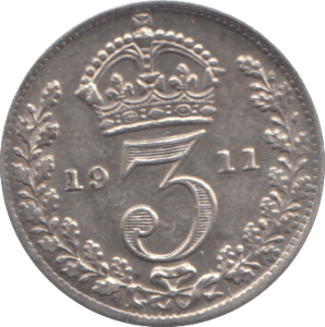 1911 THREEPENCE ( GVF) - THREEPENCE - Cambridgeshire Coins