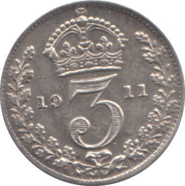 1911 THREEPENCE ( GVF) - THREEPENCE - Cambridgeshire Coins