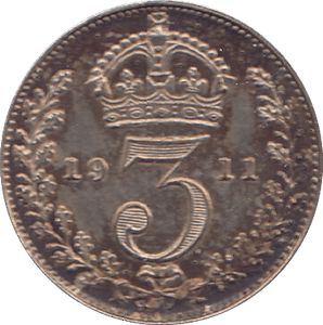 1911 THREEPENCE ( UNC ) - THREEPENCE - Cambridgeshire Coins