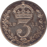 1911 THREEPENCE ( UNC ) - THREEPENCE - Cambridgeshire Coins